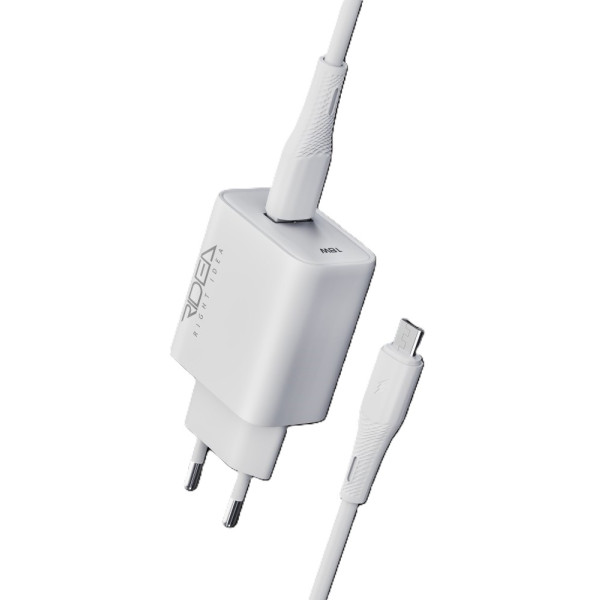 Фото - Сетевое зарядное устройство Ridea Rapid 1USB QC 18W+Micro White (RW-18123)