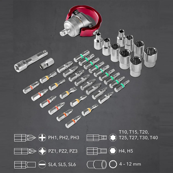 Фото - Отвертка со сменными битами Trotec 40 шт. Bit and Socket Wrench Set (6200001005)