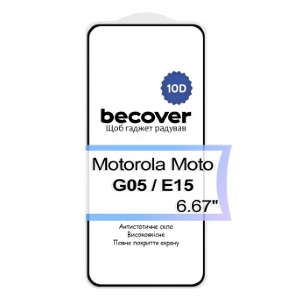 Фото - Защитное стекло для смартфона BeCover for Motorola Moto G05 / E15 10D Black (713575)