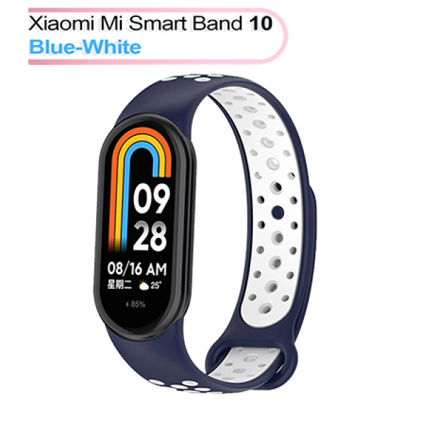 Фото - Ремешок для фитнес-браслета BeCover Vents Style for Xiaomi Mi Smart Band 10 Blue-White (713632)