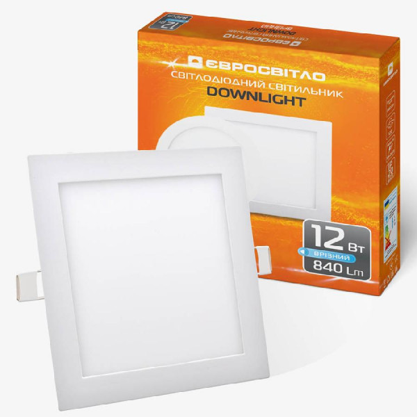 Фото - Светодиодный светильник Євросвітло точечный врезной 12Вт квадрат LED-S-170-12 6400К (000038841)