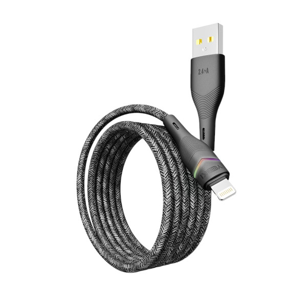 Фото - Кабель синхронизации данных YOKI RGB Lightning 2.4A 1.2m Black (YK-RG24)