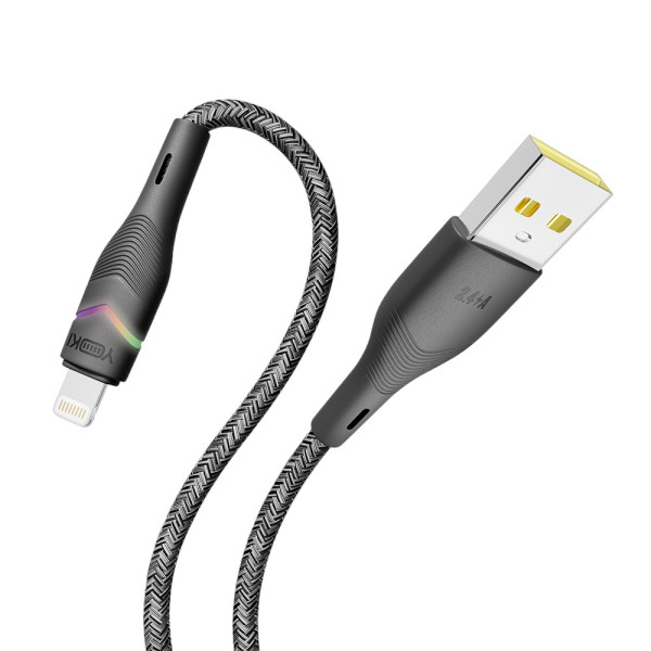 Фото - Кабель синхронизации данных YOKI RGB Lightning 2.4A 1.2m Black (YK-RG24)