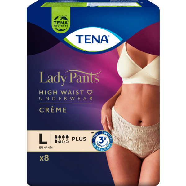 Фото - Одноразовые подгузники-трусики Tena урологические для женщин Slim Pants Plus L бежевые 8 шт (7322540920796)