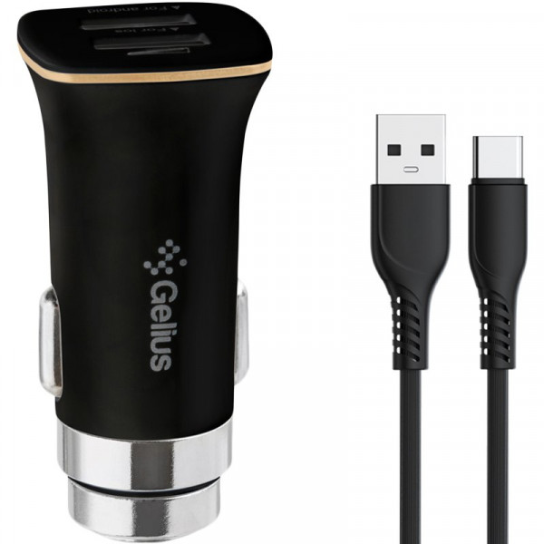 Фото - Автомобильное зарядное устройство Gelius Pro Apollo GP-CC01 2USB 3.1A 15W + Cable Type-C Black (92661)