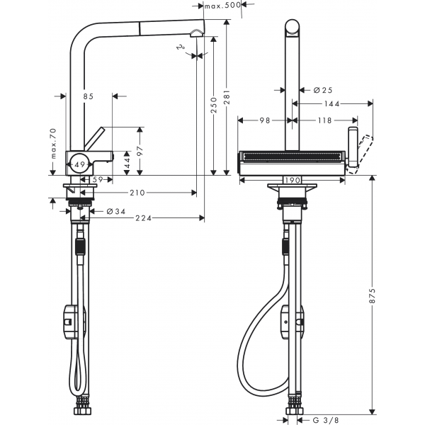 Фото - Смеситель кухонный Hansgrohe Aquno Select M81 (73836000)