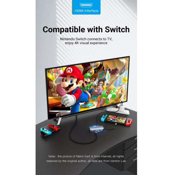 Фото - Хаб USB Vention USB3.1 Type-C - HDMI/VGA/USB 3.0/PD 100W Hub 4-in-1 (TOAHB)