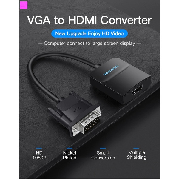 Фото - Переходник Vention VGA-HDMI 0.2 m(ACNBB)