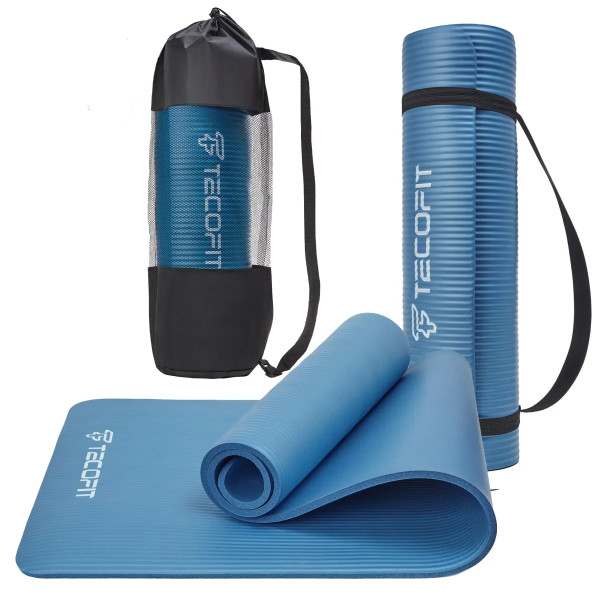 Фото - Коврик для йоги и фитнеса TECOFIT NBR 183x61x1 см Blue +чехол-сумка в подарок (TOP20106462/1)