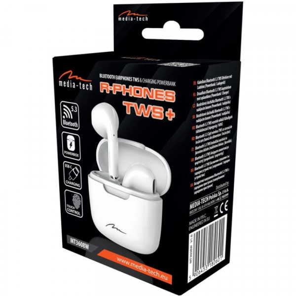 Фото - Наушники вкладыши беспроводные TWS Media-Tech R-PHONES TWS+ White (MT3608W)