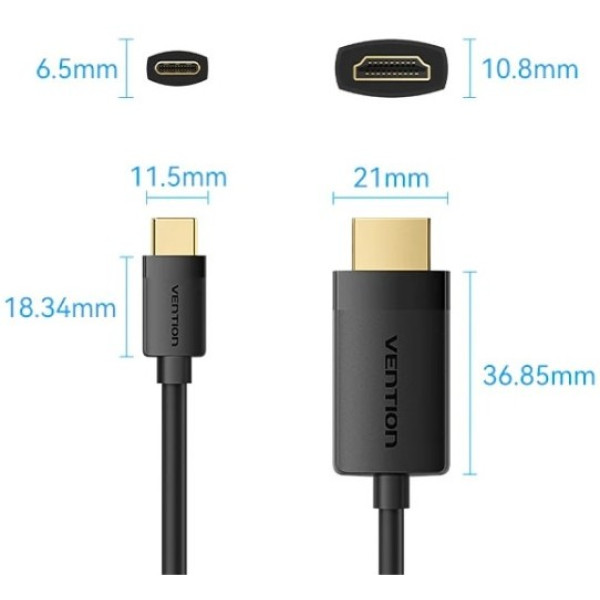 Фото - Кабель HDMI Vention USB 2.0 HDMI M - Type-C , 2.0m (CRIBH)