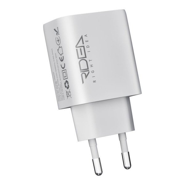 Фото - Сетевое зарядное устройство Ridea Rapid 1USB QC 18W+Type-C White (RW-18121)