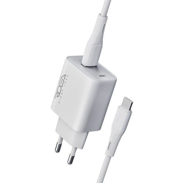 Фото - Сетевое зарядное устройство Ridea Rapid 1USB QC 18W+Type-C White (RW-18121)