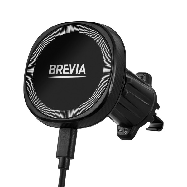 Фото - Автодержатель с беспроводной зарядкой Brevia AirVent Ultra MagCharge 15W для дефлектора (48000)