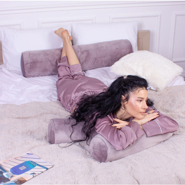 Фото - Подушка валик MirSon №8129 Velvet Line 28-0005 Ashen EcoSilk 60х16 см (2200006249146)