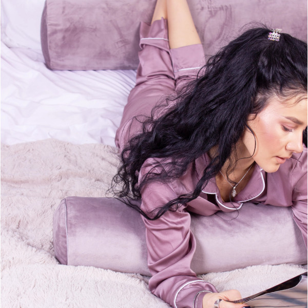 Фото - Подушка валик MirSon №8129 Velvet Line 28-0005 Ashen EcoSilk 60х16 см (2200006249146)