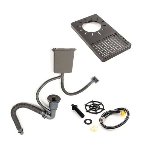 Фото - Мойка кухонная+смеситель+дозатор VALESO PVD 78х46 черная Handmade + колландер