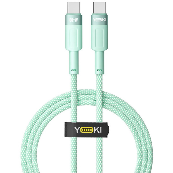 Фото - Кабель синхронизации данных YOKI STYLE Type-C to Type-C 60W 1.2m Green (YK-ST41)