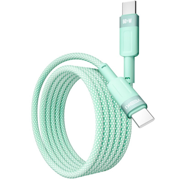 Фото - Кабель синхронизации данных YOKI STYLE Type-C to Type-C 60W 1.2m Green (YK-ST41)