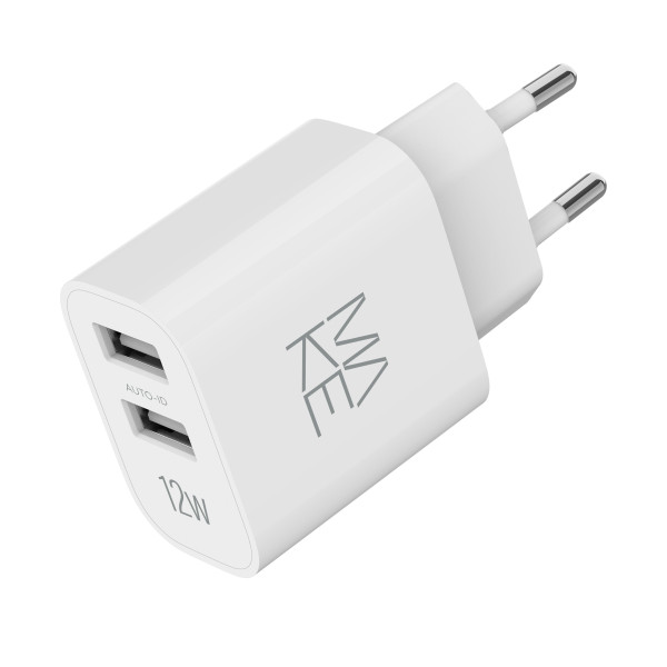Фото - Сетевое зарядное устройство MAKE 12W 2xUSB-A White (MCW-1221WH)