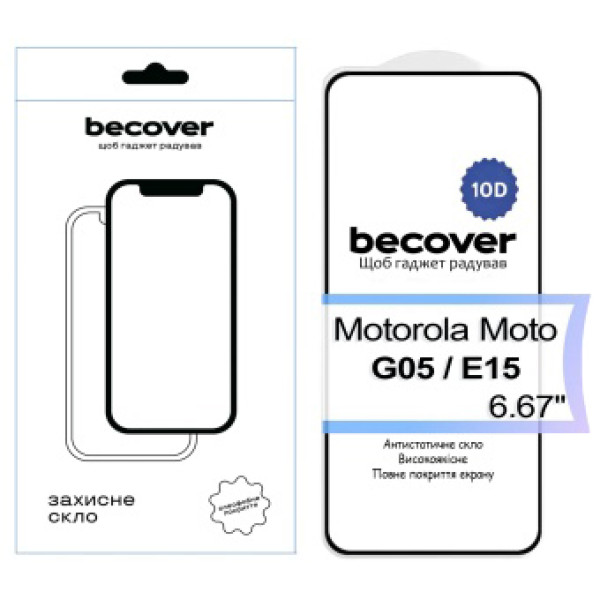 Фото - Защитное стекло для смартфона BeCover for Motorola Moto G05 / E15 10D Black (713575)