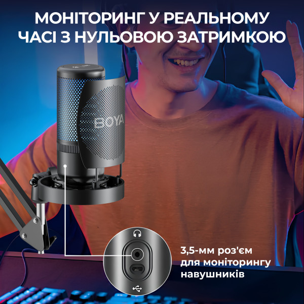 Фото - Микрофон для компьютера проводной Boya K3-02 RGB Black