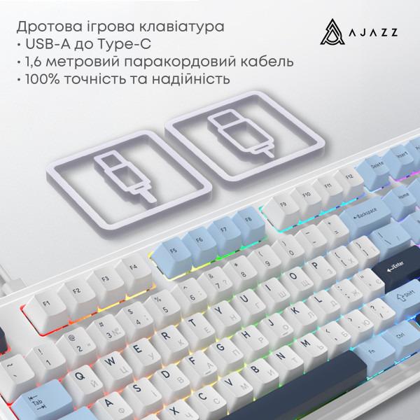 Фото - Клавиатура проводная игровая Ajazz AK980 MAX Magnetic switches Blue White Dark Blue (AK980-MAX-M-BWDB)