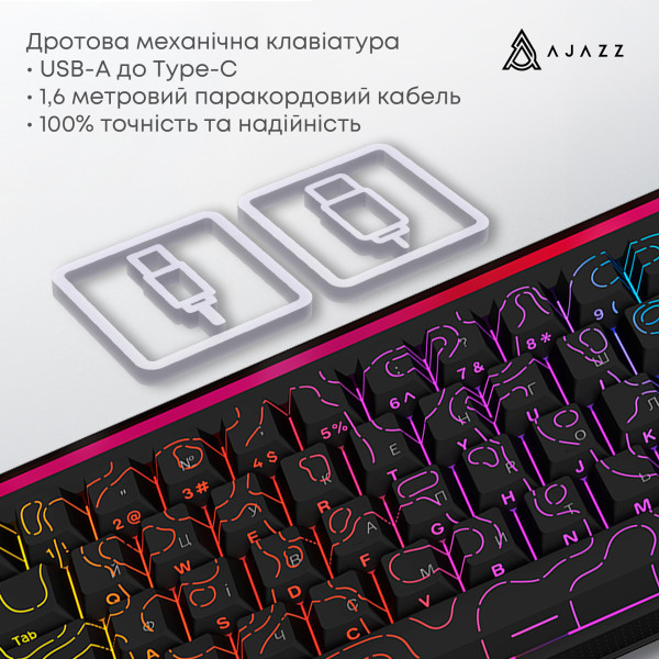 Фото - Клавиатура проводная игровая Ajazz NK68 Red switches Side Contour Black (NK68-R-S-B)