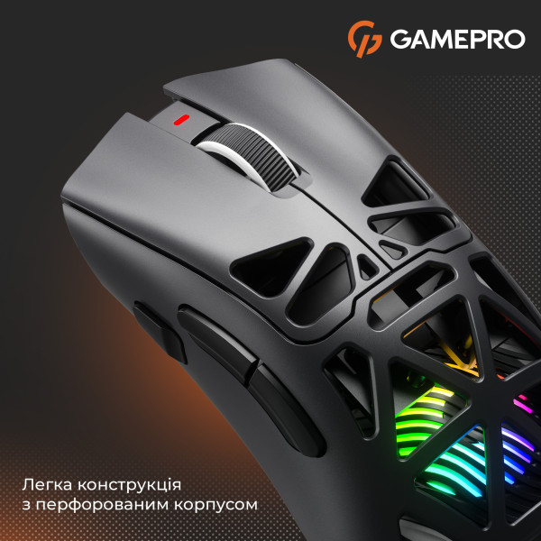 Фото - Мышь беспроводная игровая GamePro Genesis Spider Wireless/Bluetooth/USB PixArt PAW3311 Sensor Black (GM870B)