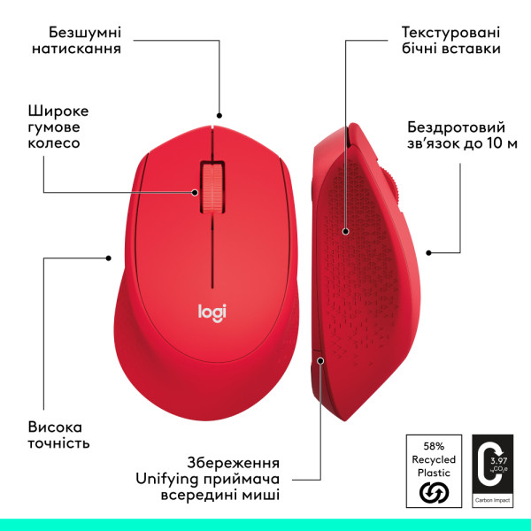 Фото - Мышь беспроводная Logitech M330 Silent Plus Red (910-004911)
