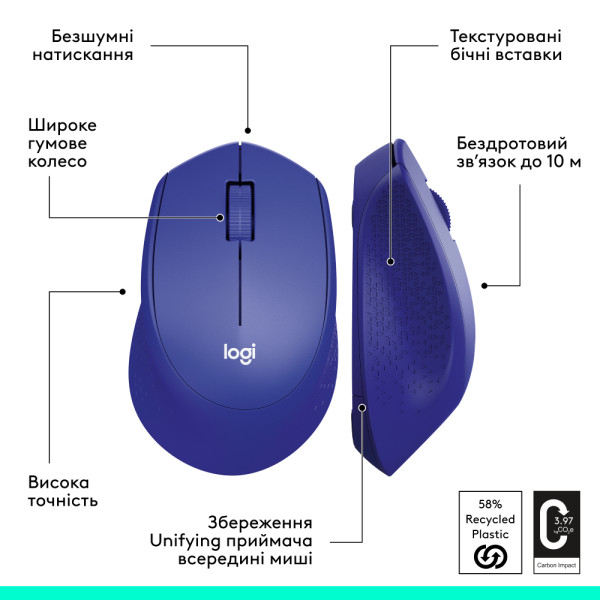 Фото - Мышь беспроводная Logitech M330 Silent Plus Blue (910-004910)