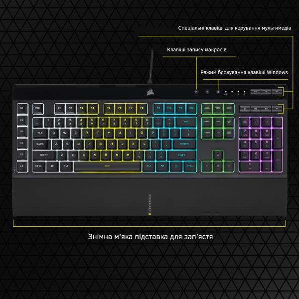 Фото - Клавиатура проводная игровая Corsair K55 RGB Pro Black (CH-9226765) USB
