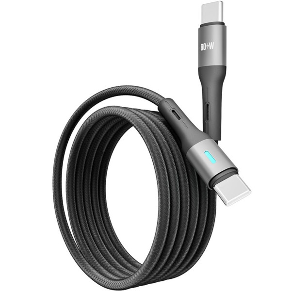 Фото - Кабель синхронизации данных YOKI LED Type-C to Type-C 60W 1.2m Black (YK-LE17)