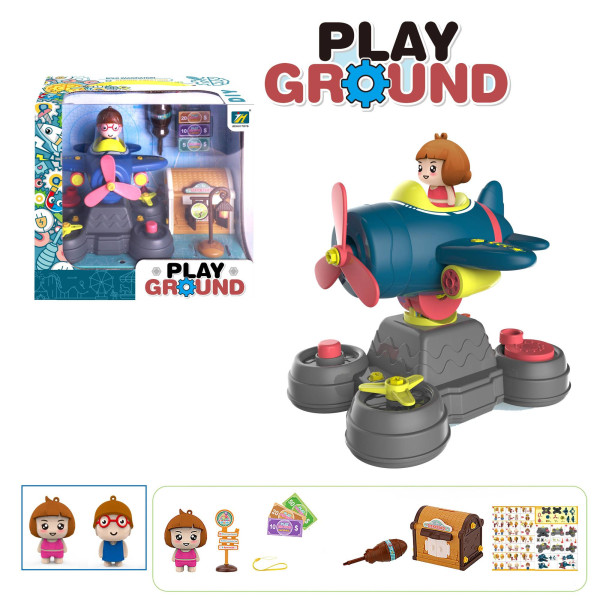 Фото - Игровой набор Jiehui Toys Конструктор Парк аттракционов Самолет разбирается (1107)