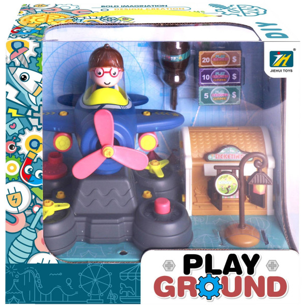 Фото - Игровой набор Jiehui Toys Конструктор Парк аттракционов Самолет разбирается (1107)