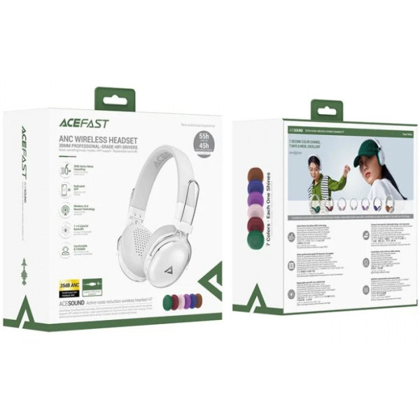 Фото - Наушники накладные беспроводные AceFast H7 ANC Bluetooth Pearl White (6974316283560)