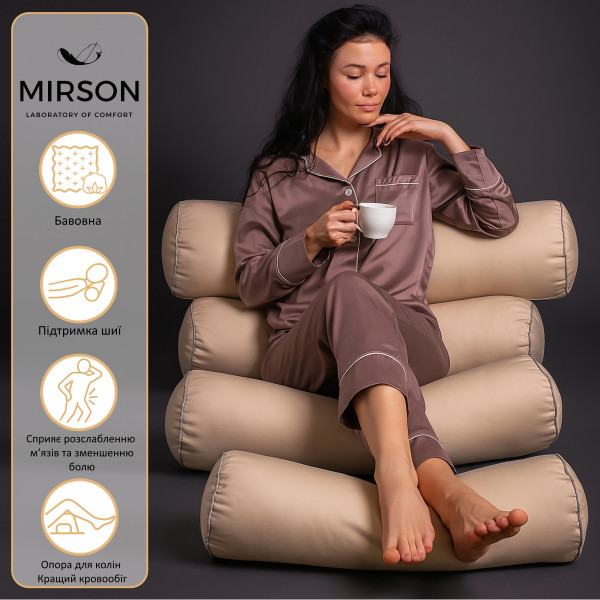 Фото - Подушка валик MirSon №8108 Naturale Line 12-0712 Calvina EcoSilk 100х16 см (2200006247920)