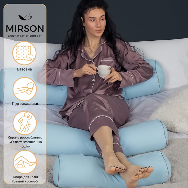 Фото - Подушка валик MirSon №8109 Naturale Line 14-4121 Blanco EcoSilk 70х20 см (2200006247975)