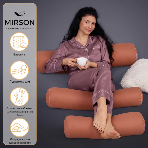 Фото - Подушка валик MirSon №8110 Naturale Line 15-1511 Federica EcoSilk 100х16 см (2200006248040)