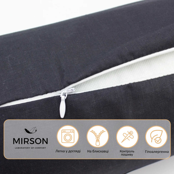 Фото - Подушка валик MirSon №8123 Naturale Line 16-9000 Black Stone EcoSilk 70х20 см (2200006248811)