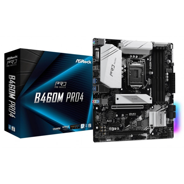 Фото - Материнская плата ASRock Intel s1200 B460 4DDR4 2PCIex16 2M.2 VGA/HDMI/DP TypeC (B460M Pro4)