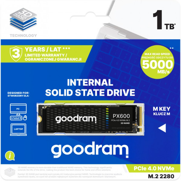 Фото - SSD-накопитель внутренний Goodram M.2 1000GB PX600 NVMe PCIe 4.0 2280 (SSDPR-PX600-1K0-80)