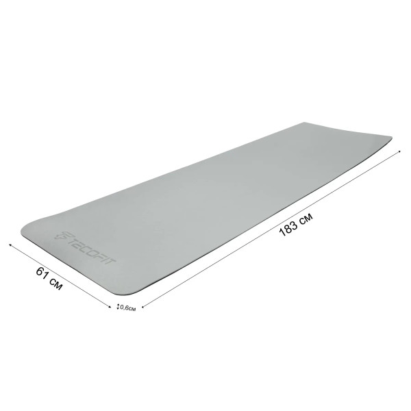 Фото - Коврик для йоги и фитнеса TECOFIT Dual Color TPE Mat 183х61х0.6 см Grey/Black (TOP180138257)