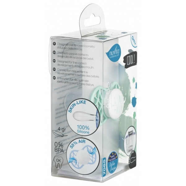 Фото - Симметричная пустышка Nuvita Air55 Cool 0m+ ''I Love Mum'' Мятный (NV7065SG)