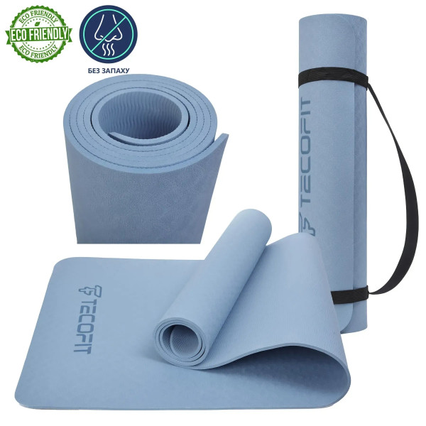 Фото - Коврик для йоги и фитнеса TECOFIT TPE Mat single color 183х61х0.6 см Blue (TOP18074471)