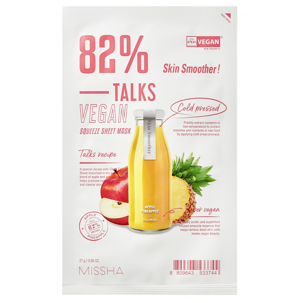 Фото - Маска для лица Missha Talk Vegan Squeeze Skin Smoother Тканевая 27 г (8809643533744)