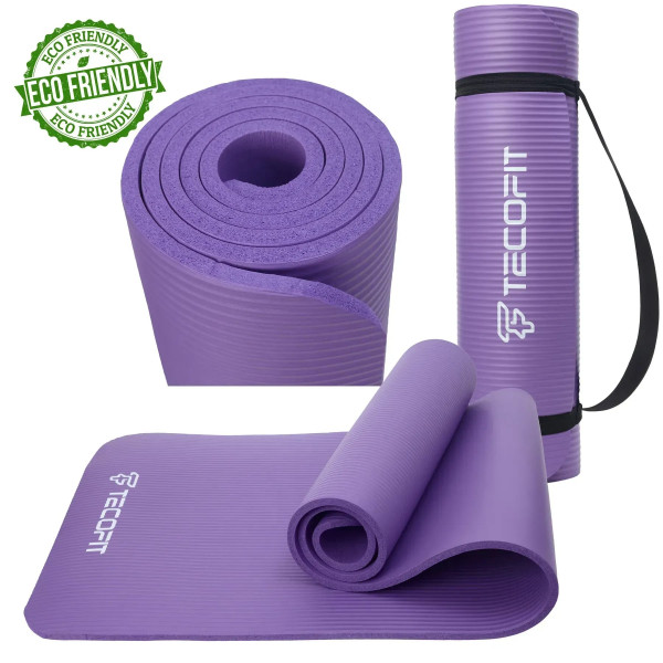 Фото - Коврик для йоги и фитнеса TECOFIT NBR 183x61x1 см Фиолетовый +чехол-сумка в подарок (TOP20106462/6)