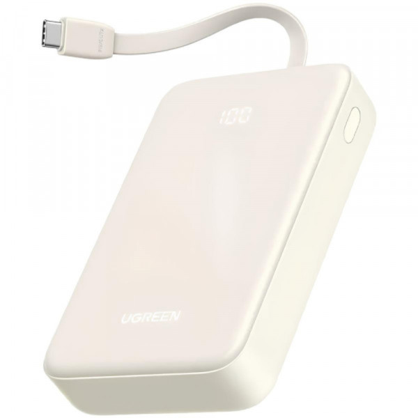 Фото - Батарея мобильная UGREEN 20000 mAh 30W PD3.0/QC3.0 USB-A,USB-С IN/OUT, with build-in USB-C Cable PB521 Beige (45207)