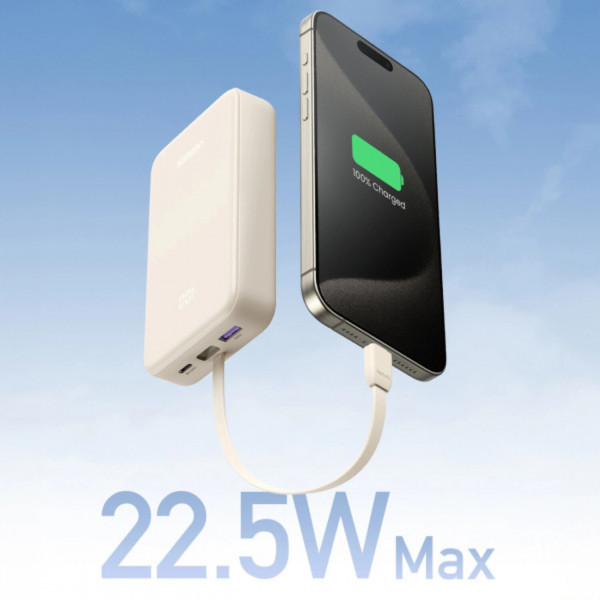 Фото - Батарея мобильная UGREEN 20000mAh 20W PD3.0/QC3.0, USB-A,USB-С IN/OUT, with build Type-C cable PB505 Powder (35340)