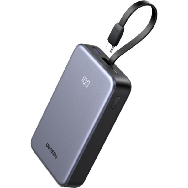 Фото - Батарея мобильная UGREEN 20000mAh 20W PD3.0/QC3.0, USB-A,USB-С IN/OUT, with build Type-C cable PB505 Gray (45762) Фото - Батарея мобильная UGREEN 20000mAh 20W PD3.0/QC3.0, USB-A,USB-С IN/OUT, with build Type-C cable PB505 Gray (45762)